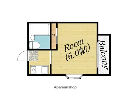 旭グランドハイツ(ワンルーム/2階)の間取り写真