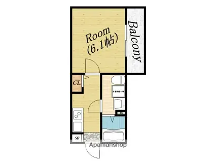 シエル高殿(1K/2階)の間取り写真