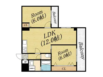 スギタパティオ60(2LDK/2階)の間取り写真