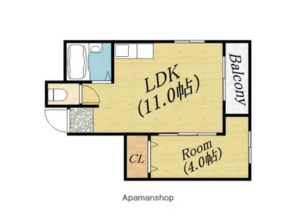 レジデンスアムール(1LDK/4階)の間取り写真
