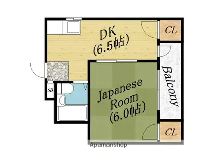 サンライズマンション88(1DK/3階)の間取り写真