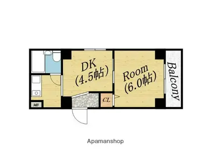 スクエアー新森(1DK/6階)の間取り写真