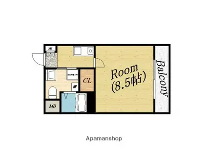 プラ・ディオ森小路セレニテ(1K/2階)の間取り写真