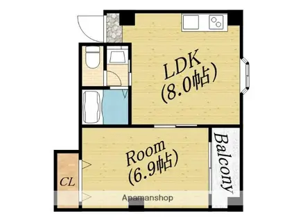 カーサ新森(1LDK/2階)の間取り写真