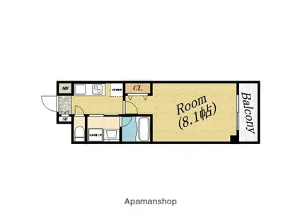 メイゾン城北公園(1K/2階)の間取り写真