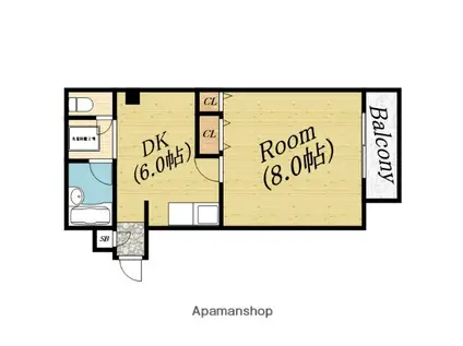 インペリアル清水(1DK/4階)の間取り写真