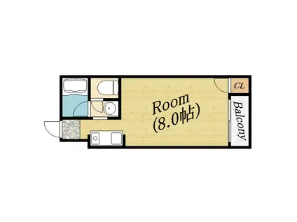 レーヴ千林(ワンルーム/2階)の間取り写真