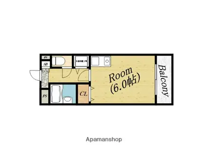 ウエスト ポイント(ワンルーム/10階)の間取り写真