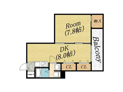 森小路矢野マンション(1DK/3階)の間取り写真
