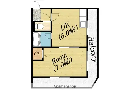 シャトータケムラ1(1DK/4階)の間取り写真