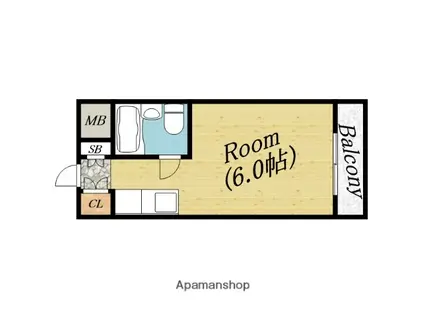 ハイツ白樺(ワンルーム/2階)の間取り写真