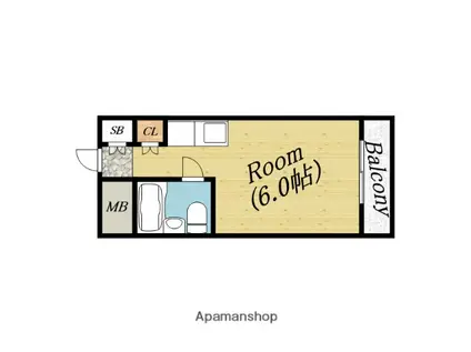 ハイツ白樺(ワンルーム/2階)の間取り写真