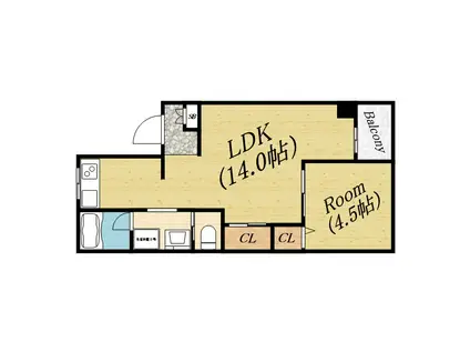 丸山マンション(1LDK/1階)の間取り写真