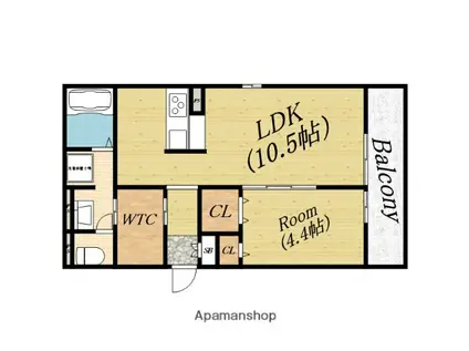 アイリス城北(1LDK/1階)の間取り写真