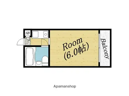 グリーンハイツ新森(ワンルーム/3階)の間取り写真