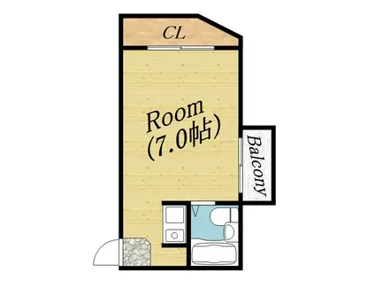 ブルーリバー旭(ワンルーム/3階)の間取り写真