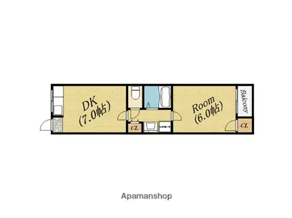 ラフィーネ新森(1DK/2階)の間取り写真