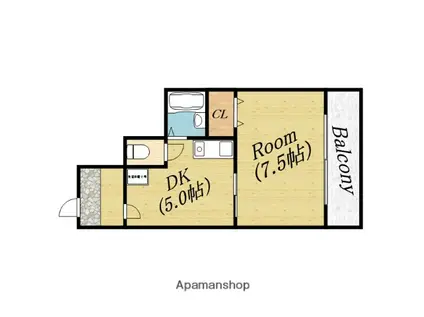 ラ・フォーレ森小路(1DK/3階)の間取り写真