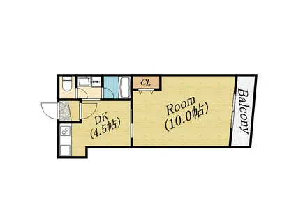 ウノハイツ(1DK/5階)の間取り写真