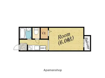 パティオ新森(1K/2階)の間取り写真