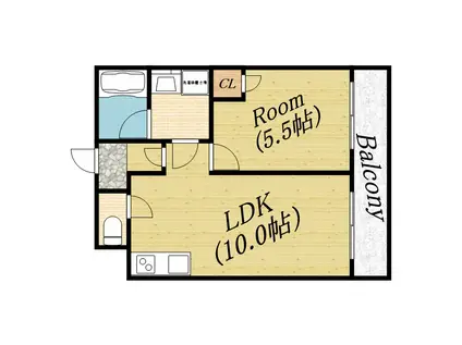 エスポワール(1LDK/3階)の間取り写真