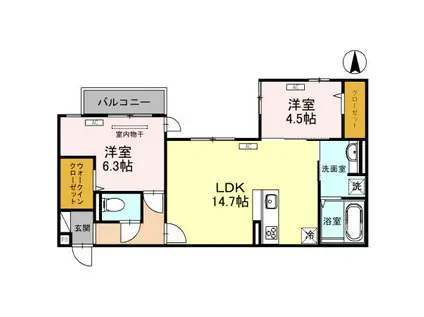 FLOURICHI(2LDK/3階)の間取り写真