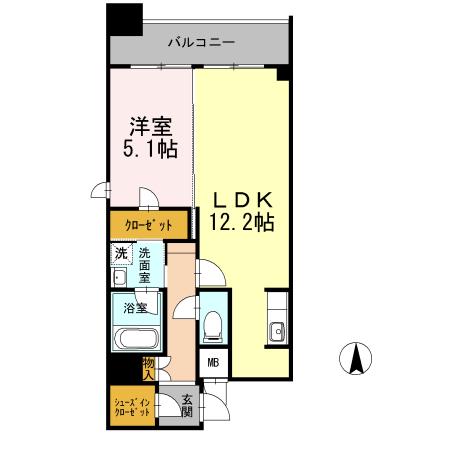 カスタリア堺筋本町(1LDK/15階)の間取り写真