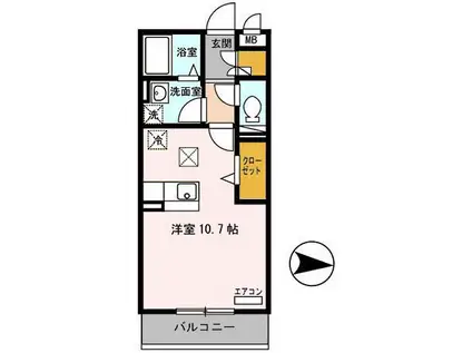 オーシャンコートT(ワンルーム/1階)の間取り写真