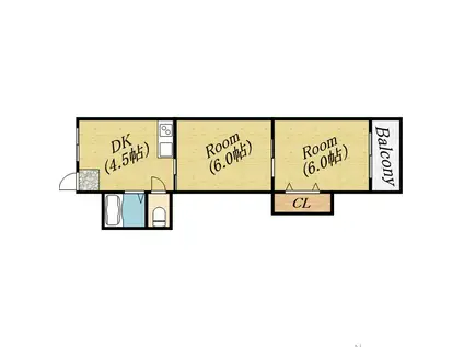 ゴールデンハイツ(2DK/2階)の間取り写真