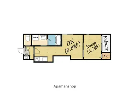 そよ風とラテと(1DK/1階)の間取り写真