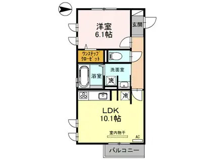 GRAND ONZE西三荘(1LDK/2階)の間取り写真