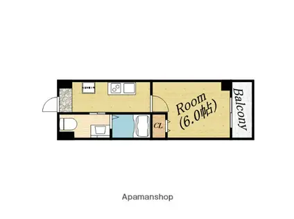 サンステュディオ清水駅前(1K/2階)の間取り写真