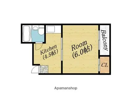 クリアプライド今市(1K/2階)の間取り写真