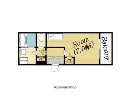 リバーヴィレッジ清水(ワンルーム/1階)の間取り写真