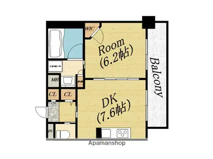 エグゼレジデンス千林駅前(1DK/9階)の間取り写真