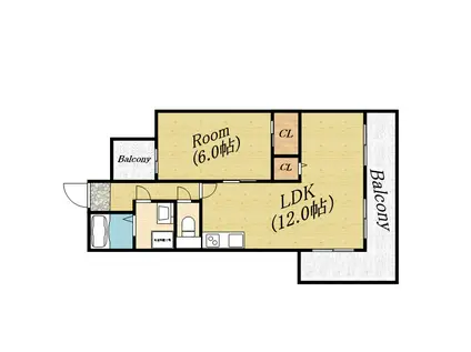 パークヴェール新森(1LDK/5階)の間取り写真