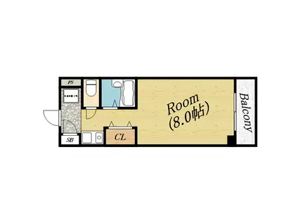 ピュアコート(1K/4階)の間取り写真