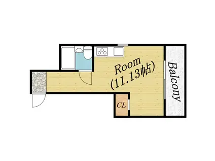 フリーディオ新森(ワンルーム/2階)の間取り写真