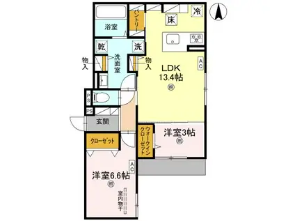 CLASHIST新森(2LDK/1階)の間取り写真