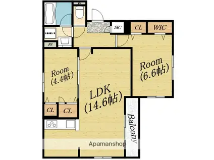 スペチアーレ中宮(2LDK/1階)の間取り写真