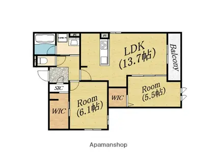 スペチアーレ中宮(2LDK/1階)の間取り写真