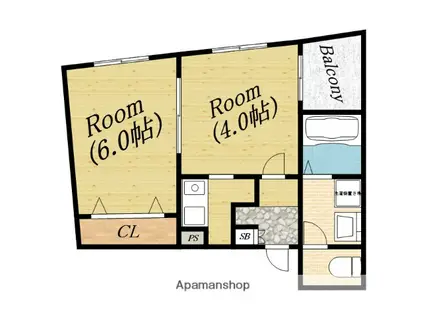 レジデンスミハマ(1DK/3階)の間取り写真