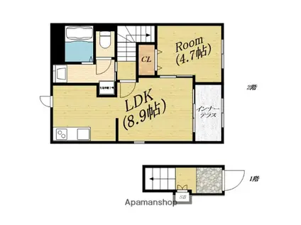 旭区森小路2丁目アパート工事(1LDK/2階)の間取り写真