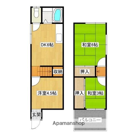 京阪電気鉄道京阪線 大和田駅(大阪) 徒歩23分 2階建 築59年(3DK)の間取り写真