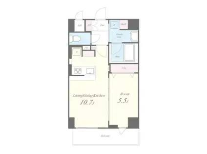 ハピネスガーデン新大阪(1LDK/5階)の間取り写真