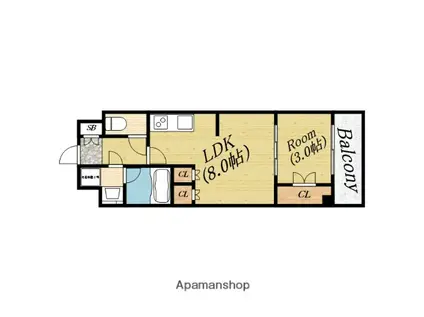 ウエリスアーバン守口(1LDK/10階)の間取り写真