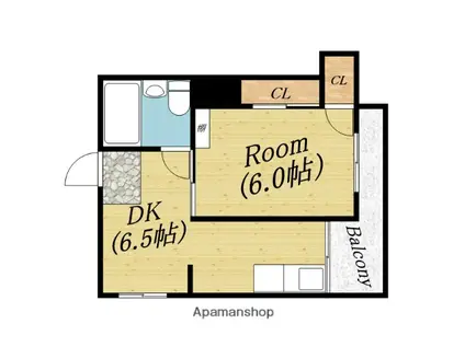 ハイツ北畠(1DK/1階)の間取り写真
