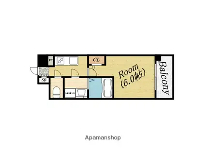 エスリード ザ・フォルテス大阪(1K/2階)の間取り写真