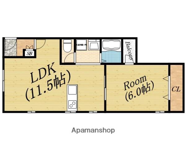 広崎マンション(1LDK/2階)の間取り写真