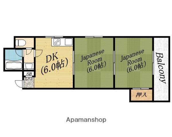 パレス東洋(2DK/3階)の間取り写真